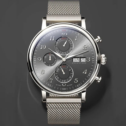 Relógio masculino mecânico automático LOBINNI Luxury Brand Switzerland com calendário perpétuo, vidro de safira e mostrador multifunções L13019-8