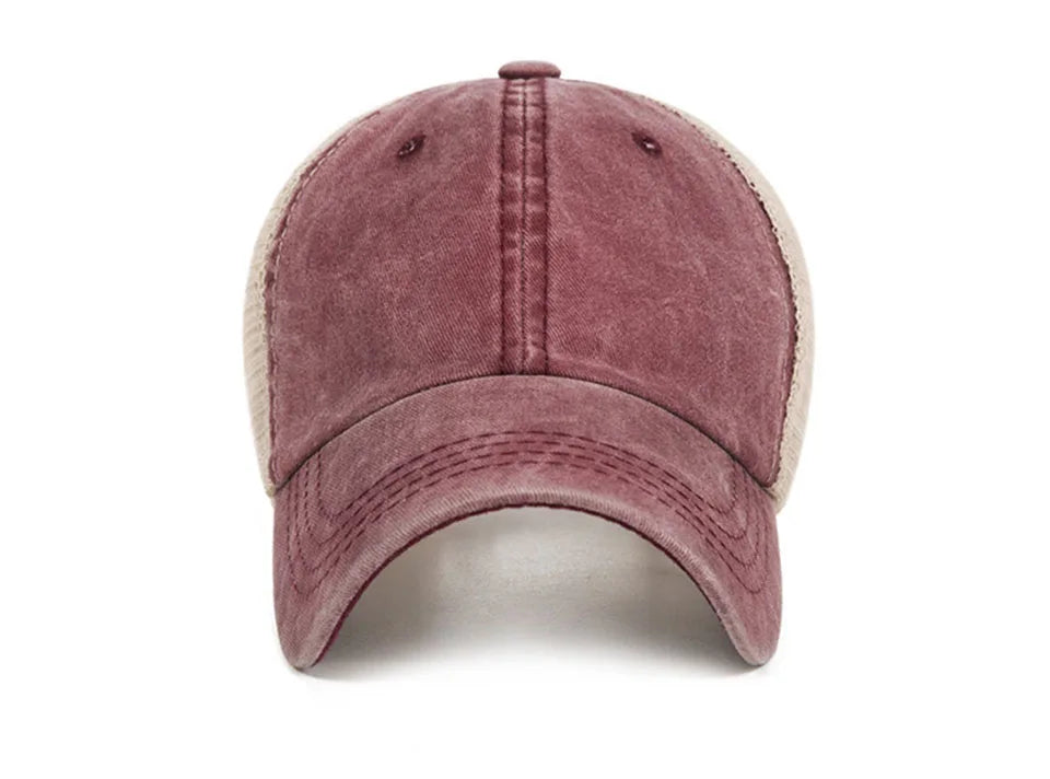 Washed cotton mesh breathable baseball cap made old light board caps men and women tide spring and summer hat women