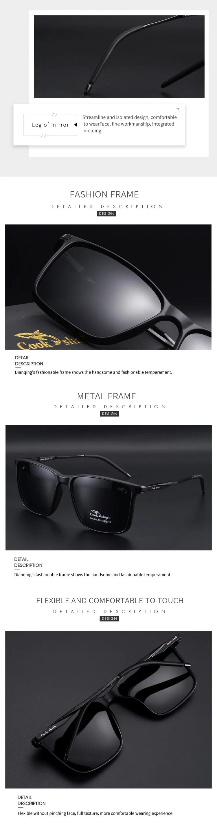 Cook Shark polarized sunglasses men's sunglasses women's UV protection driving special color-changing glasses trend personality