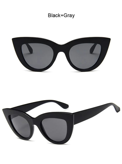 New Retro Fashion Sunglasses Woman Brand Designer Vintage Cat Eye Black Sun Glasses Female Lady UV400 Oculos