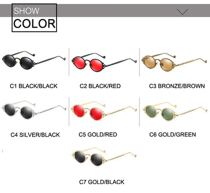 new cateye street shoot man sunglasses women retro steampunk glasses gothic oval Metal frame carved sunglasses Gafas sol mujer
