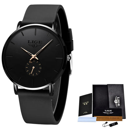 Orologio da uomo LIGE – Stile sportivo e di tendenza, marchio di lusso, impermeabile, design essenziale e ultrasottile, orologio al quarzo da uomo.