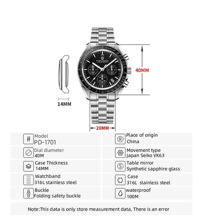 2026 New PAGANI DESIGN Mens Watches Panda Moon Watch Luxury Quartz Watch For Men Automatic Date Sport Chronograph Wristwatch Men