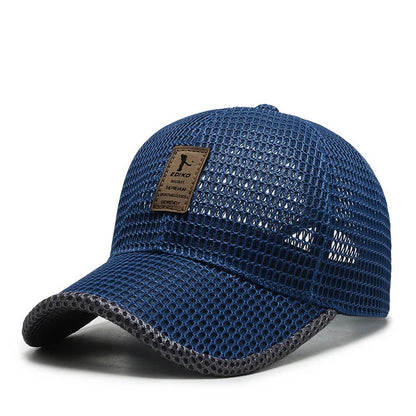 Letní unisex kšiltovka pro muže a ženy na rybaření, prodyšná síťovaná snapback čepice, černá ležérní sportovní kšiltovka