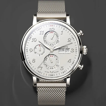 Relógio masculino mecânico automático LOBINNI Luxury Brand Switzerland com calendário perpétuo, vidro de safira e mostrador multifunções L13019-8