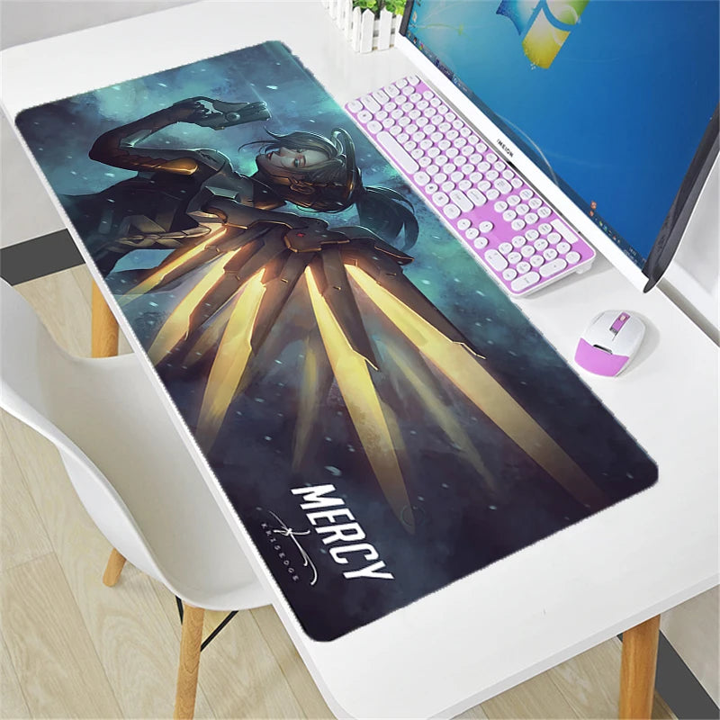Didelis „Overwatch“ pelės kilimėlis DIY Kawaii XXL kompiuterio stalo kilimėlis žaidėjams biurui, klaviatūrai ir žaidimų aksesuarams