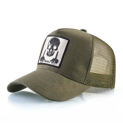Мъжка бейзболна шапка с бродерия, емблема с череп, Snapback, хип-хоп, Trucker шапка; Дамска шапка за четири сезона, за външни дейности, дишаща, с козирка, шапки „Bone“