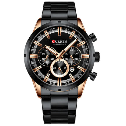 CURREN herenhorloge – Luxe sportchronograaf, quartz uurwerk, volledig van staal, waterdicht