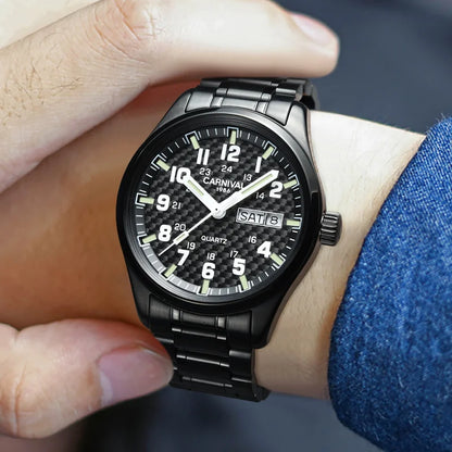 Switzerland Carnival Quartz Watch men 316 Stainless Steel Waterproof Calendar Luminous Military men Watches Reloj Hombre Montre