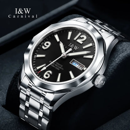 Reloj CARNIVAL Mens Tungsten Mechanical Watch Brand Luxury NH36 Automatic Movement Wristwatches for Men Waterproof Montre Homme