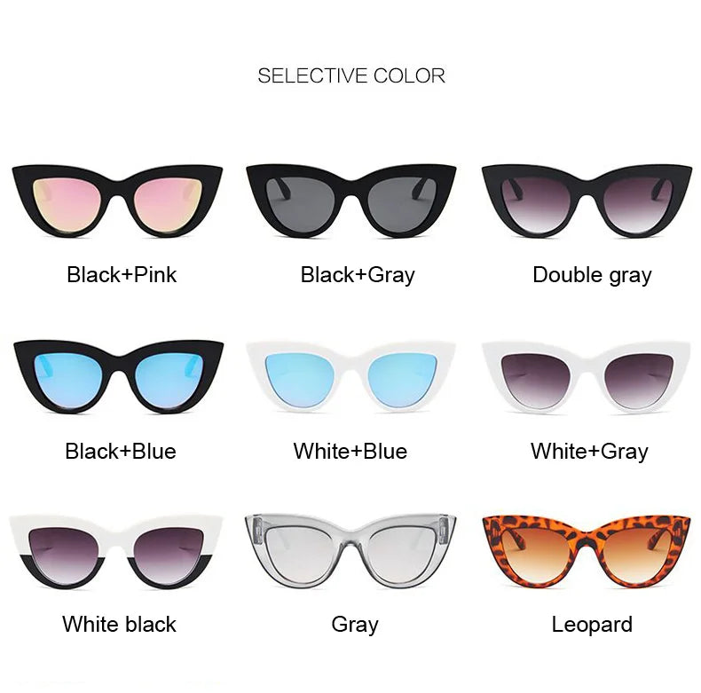 New Retro Fashion Sunglasses Woman Brand Designer Vintage Cat Eye Black Sun Glasses Female Lady UV400 Oculos