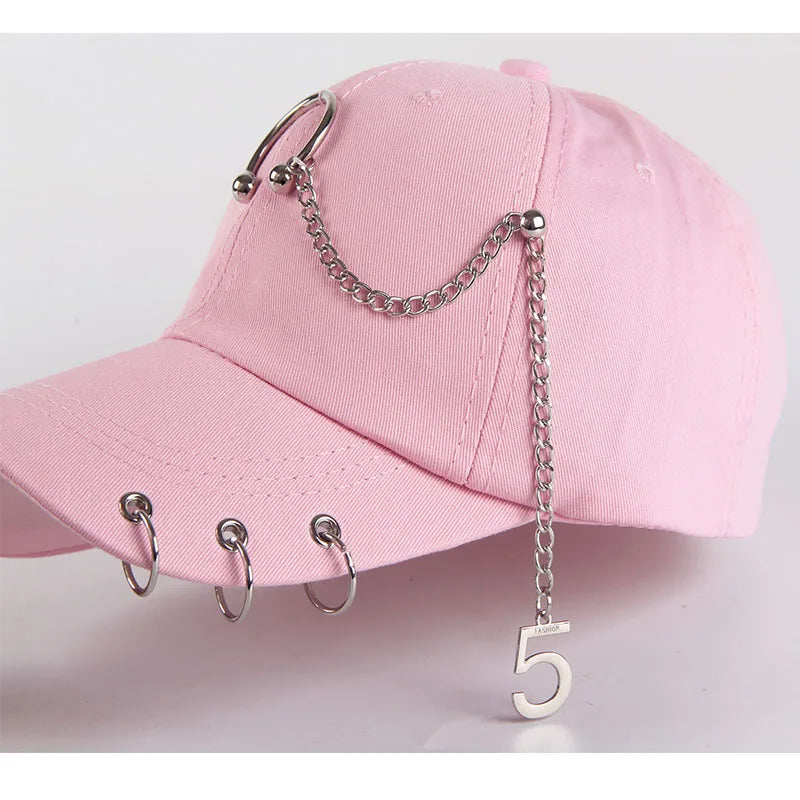 Modna bawełniana czapka z daszkiem w stylu hip-hopowym, kreatywne czapki z piercingsem, czapki punkowe, czapki dla dorosłych na co dzień, jednolite, regulowane, unisex, czapki typu snapback