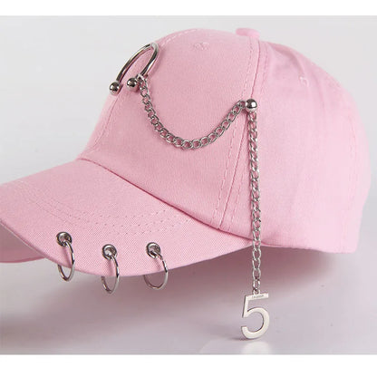 Modna bawełniana czapka z daszkiem w stylu hip-hopowym, kreatywne czapki z piercingsem, czapki punkowe, czapki dla dorosłych na co dzień, jednolite, regulowane, unisex, czapki typu snapback