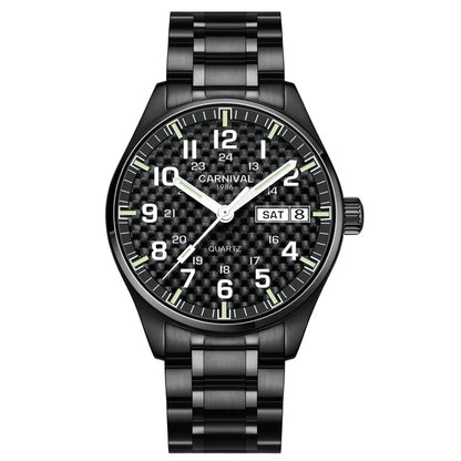Reloj CARNIVAL de marca de lujo para hombre, reloj de cuarzo con manecillas luminosas, resistente al agua, de acero inoxidable macizo, Relogio Masculino 8638
