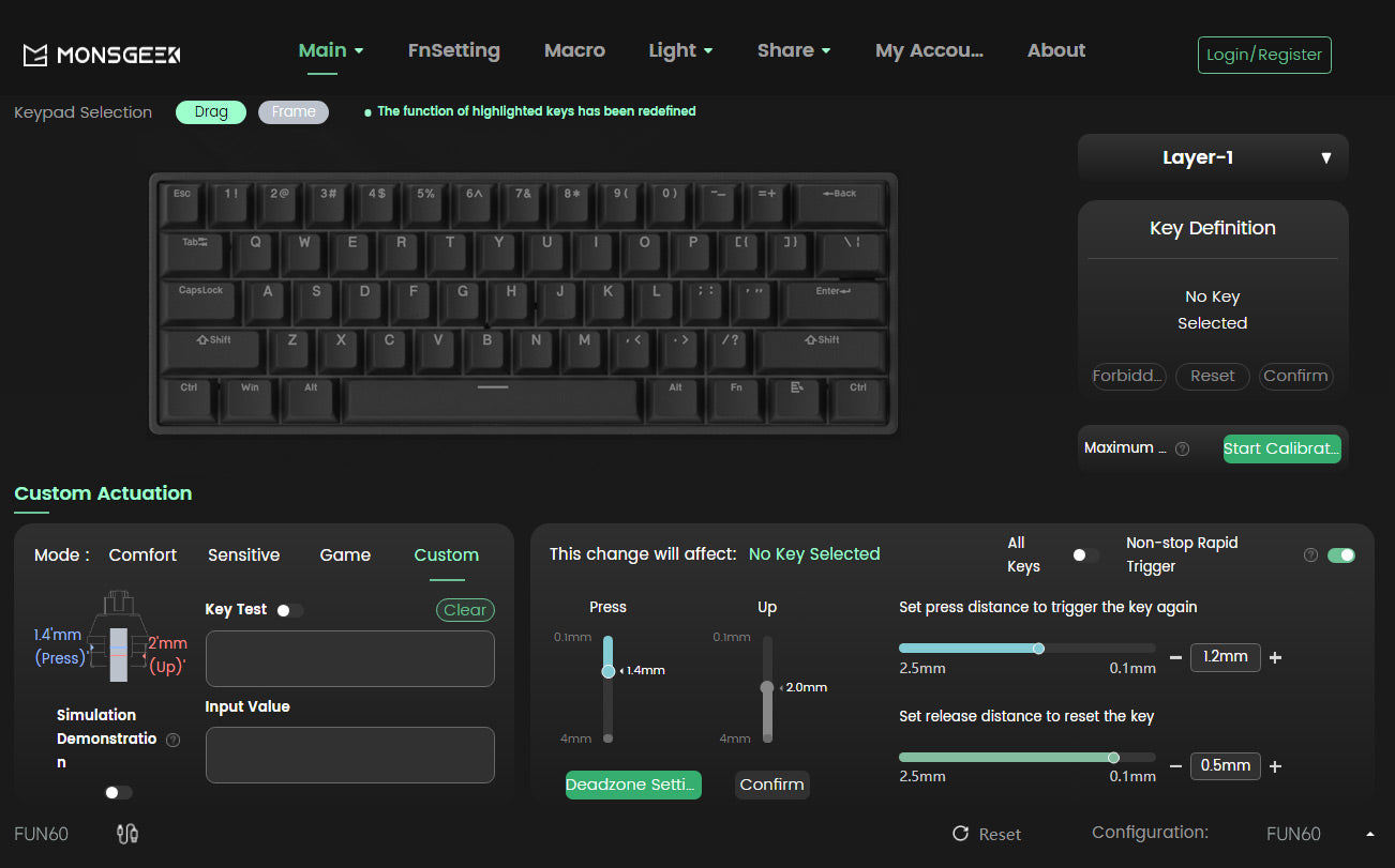 Teclado gaming mecánico Akko MonsGeek FUN60 Ultra con interruptores magnéticos 60%, Rapid Trigger, 8K HE/TMR, teclado gamer personalizado de aluminio