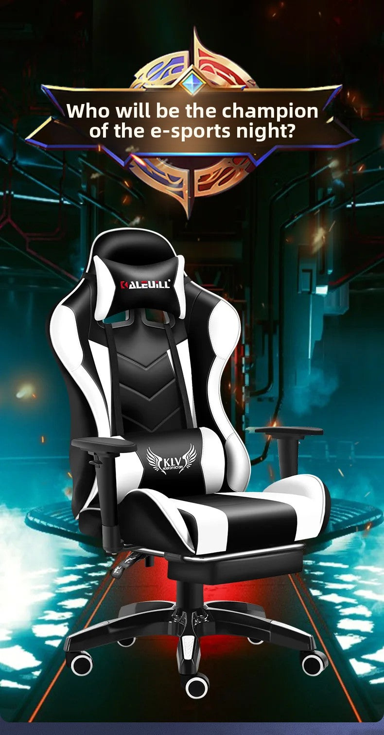 XMSJ Ergonomic Gaming Chair with Lumbar Support, High Back Leather Gaming Chair, Adjustable Armrest Reclining Office Chair for PC Gamer Desk