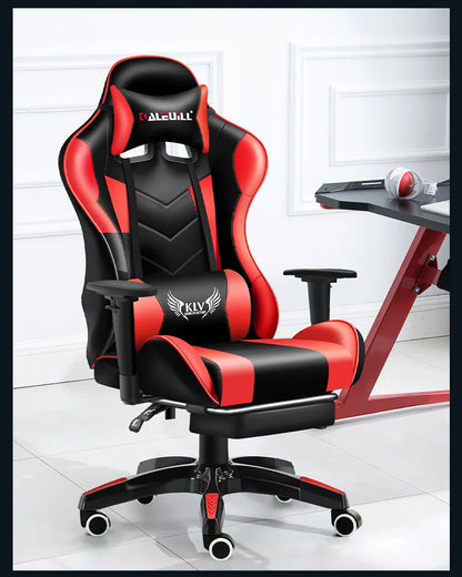 XMSJ Ergonomic Gaming Chair with Lumbar Support, High Back Leather Gaming Chair, Adjustable Armrest Reclining Office Chair for PC Gamer Desk