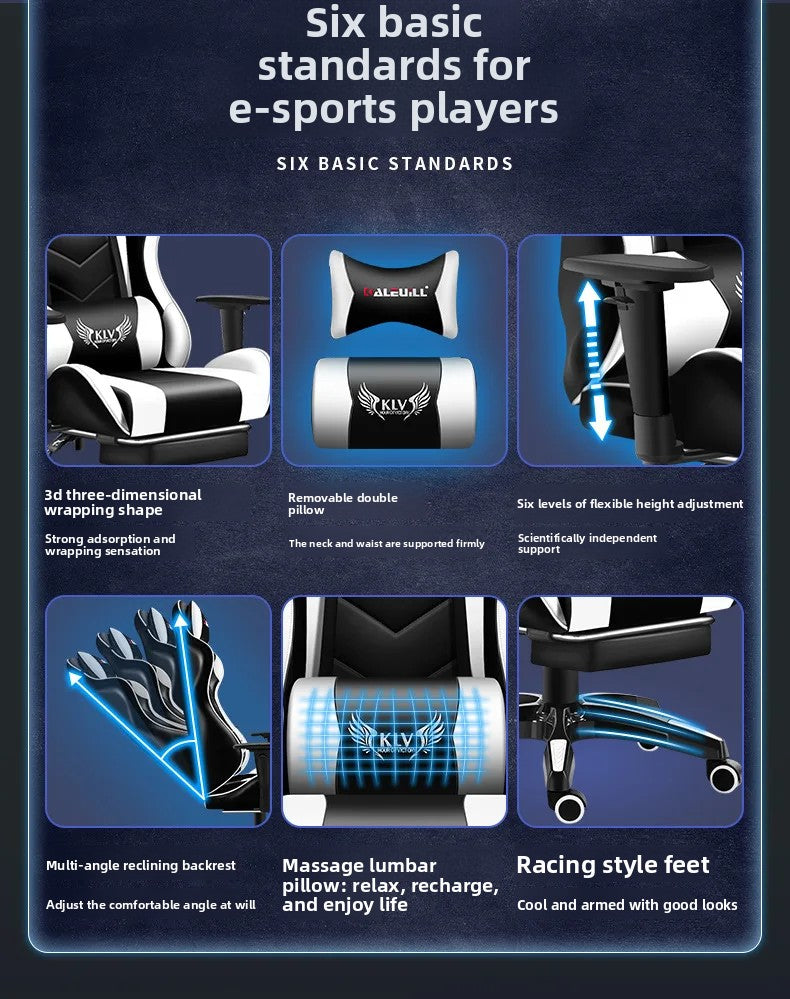 XMSJ Ergonomic Gaming Chair with Lumbar Support, High Back Leather Gaming Chair, Adjustable Armrest Reclining Office Chair for PC Gamer Desk