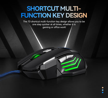 USB Wired Mouse 7 Button 2400DPI Gaming Mouse RGB Breathing Light Mecha Mice Ergonomic Optical Office Mice For Desktop Laptop