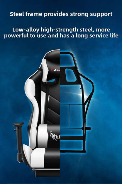 XMSJ Ergonomic Gaming Chair with Lumbar Support, High Back Leather Gaming Chair, Adjustable Armrest Reclining Office Chair for PC Gamer Desk