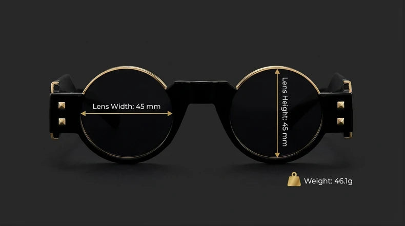 Y2K Punk Gothic Round Sunglasses Men 2026 Luxury Brand Steampunk Wide Temple Thick Frame Sun Glasses For Male Retro Cool Shades