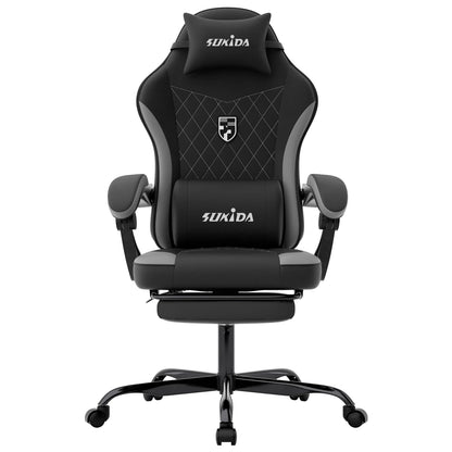 SUKIDA Gaming Chair Ergonomic High Back Computer Chair with Footrest, Reclining Office Chair with Adjustable Height, Comfortable Racing Style Desk Chair