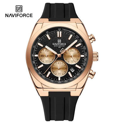 Ceas de mână pentru bărbați NAVIFORCE – Stil luxos și sportiv, mecanism cu cuarț, afișaj 24 de ore, fereastră pentru dată, cronograf, rezistent la apă – Idei de cadouri pentru bărbați