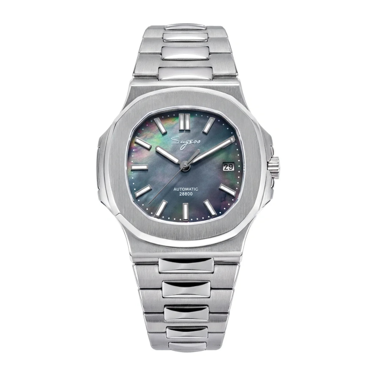Reloj de hombre Sugess automático mecánico, movimiento Miyota 9015, esfera MOP, luminoso, resistente al agua 5bar, brazalete de lujo S466