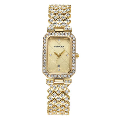 Original CURDDEN Brand Rectangular Watches For Ladiies Fashion Casual Alloy Band Diamond Luxury Quartz Watch Silver Montre Femme