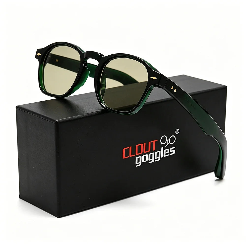 CLOUT GOGGLES Fashion Personality Rivet Sunglasses Women Men Square Frame Outdoor Travel Ultraviolet Protection Sun Glasses