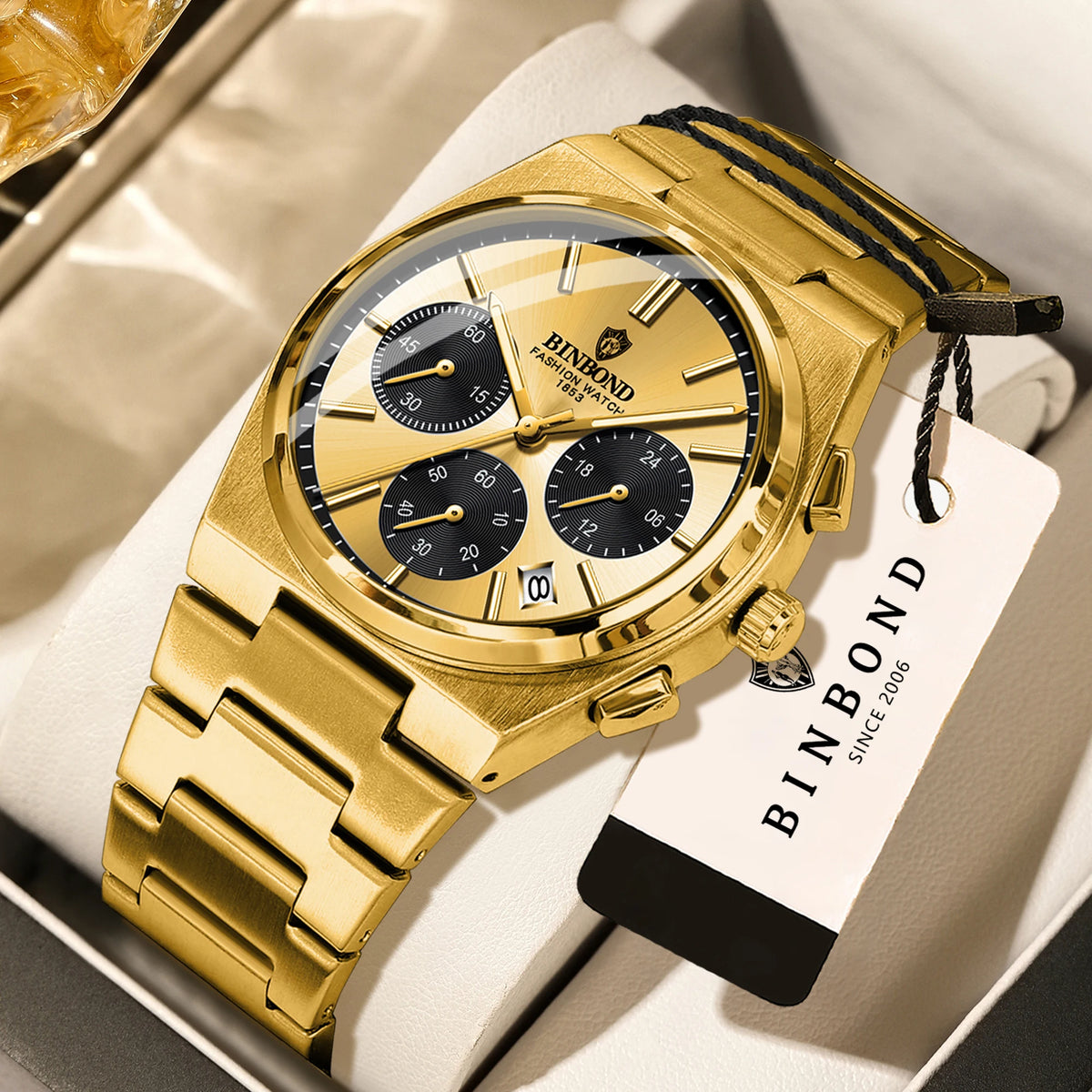 BINBOND: reloj de cuarzo preciso para hombre, resistente, con fecha automática, cronógrafo, luminiscente, hermético, reloj de lujo para hombre de estilo informal. Reloj