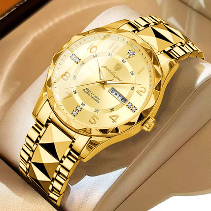 Montre homme POEDAGAR Fashion Luxury, étanche, lumineuse, à quartz, bracelet en acier inoxydable, date et jour de la semaine, style décontracté.