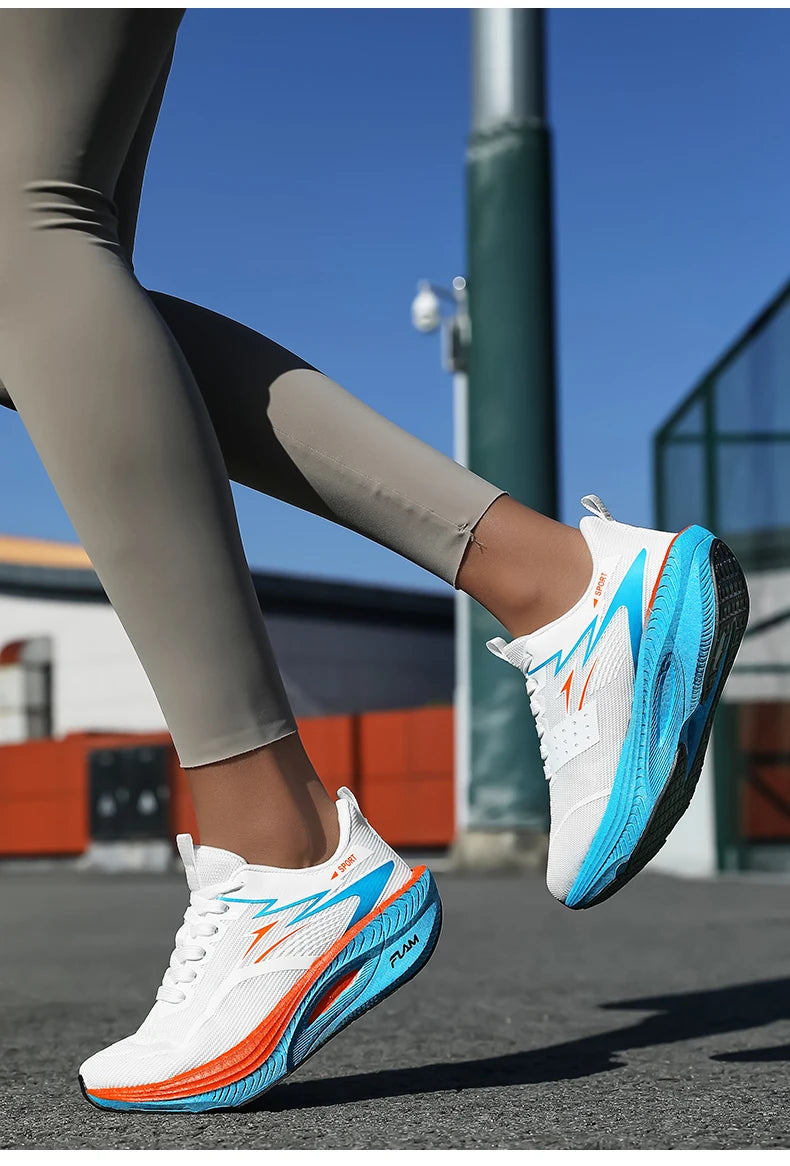 Zapatillas de running para hombre y mujer, deportivas para maratón, con amortiguación de aire, placa de carbono, transpirables, ligeras y cómodas para exteriores