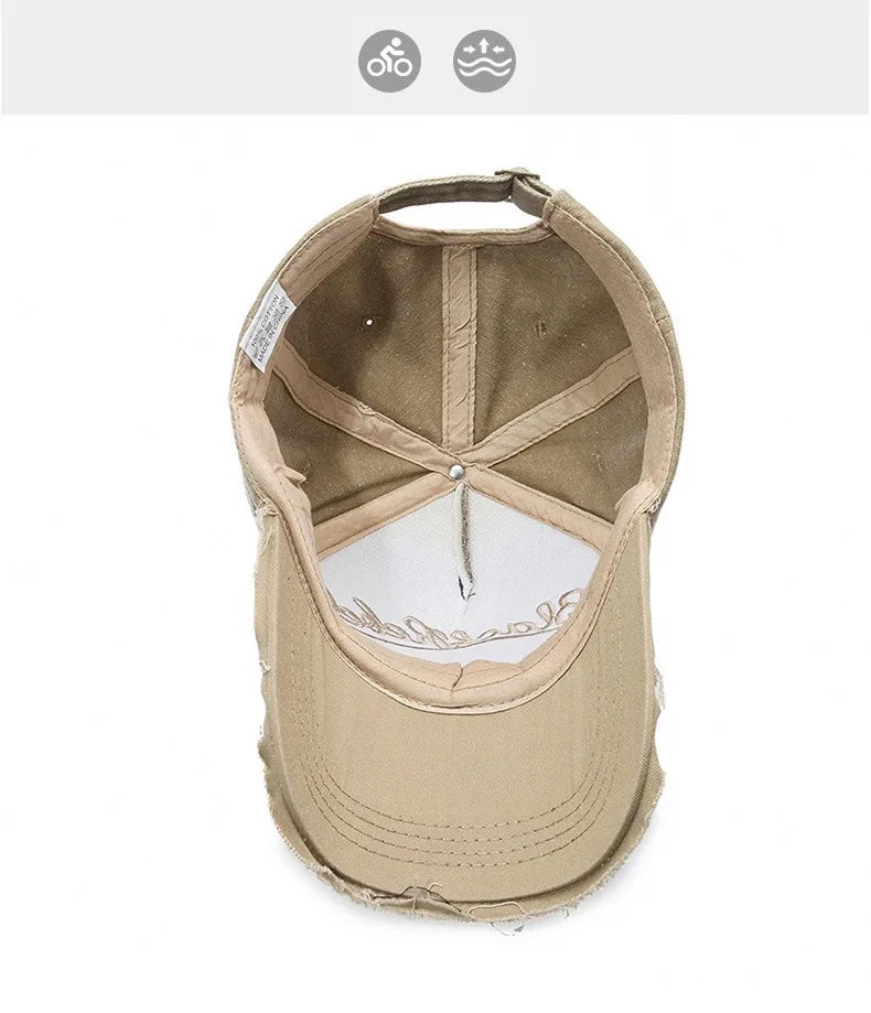 Nuovo cappellino da baseball da uomo in cotone lavato, stile retrò, per tutte le stagioni, cappello sportivo da outdoor da uomo, accessorio maschile