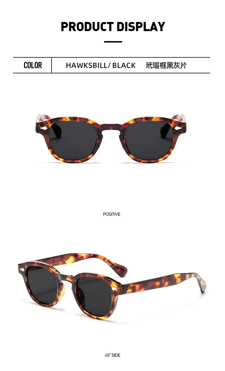 JNPCXI Vintage Round Sunglasses Women Men Retro Rivet Blue Gradient Female Sun Glasses UV400