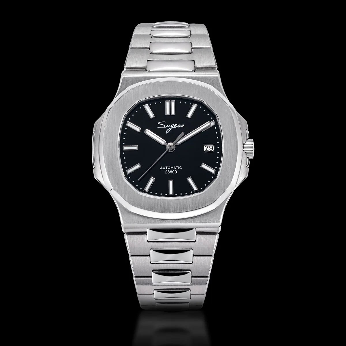 Reloj de hombre Sugess automático mecánico, movimiento Miyota 9015, esfera MOP, luminoso, resistente al agua 5bar, brazalete de lujo S466