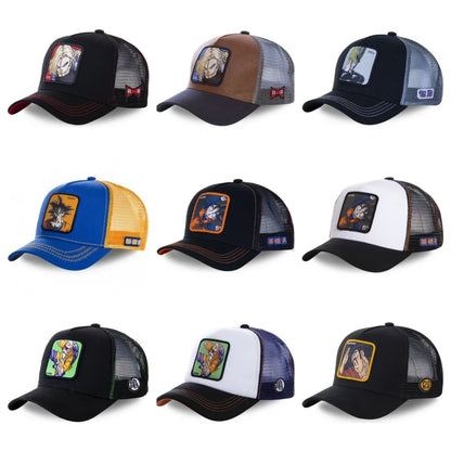 Son Goku Cap Baseball Cap Summer Travel Peaked Cap Men's Embroidery Hip-Hop Sun Visor Adjustable Trucker Mesh Cap