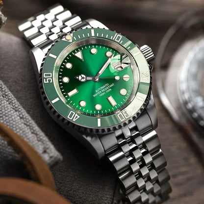 Reloj automático para hombre Miyota8215 resistente al agua 200m, reloj de buceo 40mm, movimiento mecánico, luminoso, correa Jubilee y hebilla Glide Lock