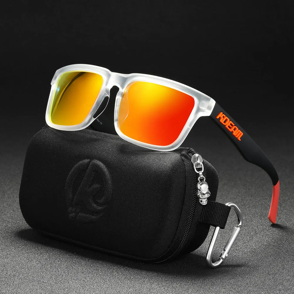 Kdeam 2026 High Quality Polarized Sunglasses for Men Transparent Gray Frame Fashion Unisex Outdoor Luxury Eyeglasses For Couple