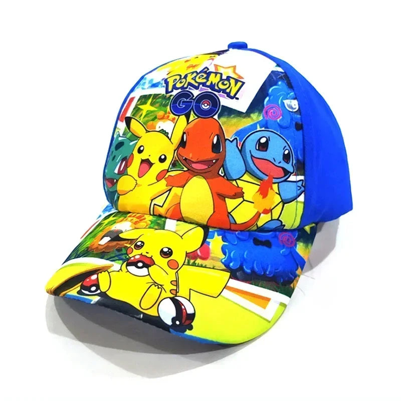 Pokemon Go Anime Figure Pikachu Polyester Baseball Cap Print Cartoon Peaked Cap Children's Dress Up Decoration Birthday Gifts