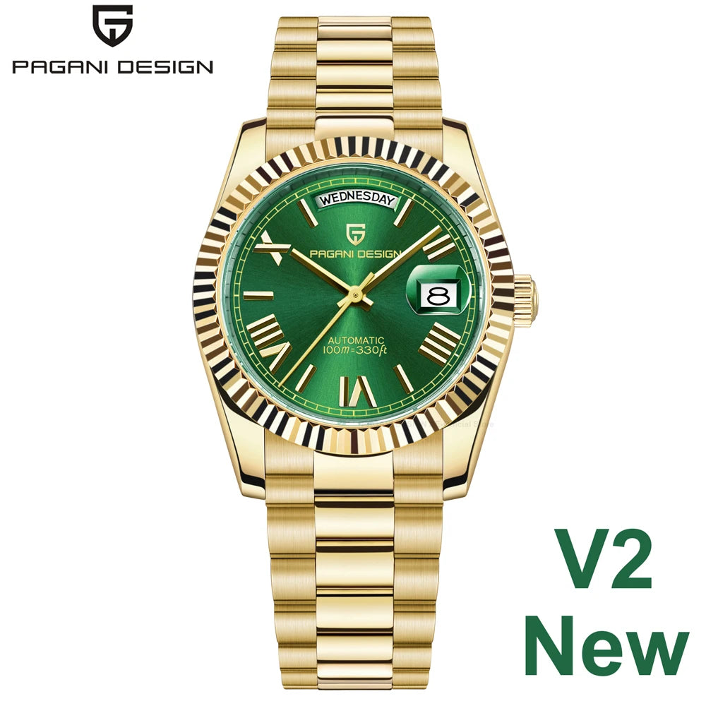 2026 New PAGANI DESIGN Enamel Dial DD36 Luxury Silver Gold Automatic Watch For Men AR Sapphire Crystal Mechanical Wristwatch Men