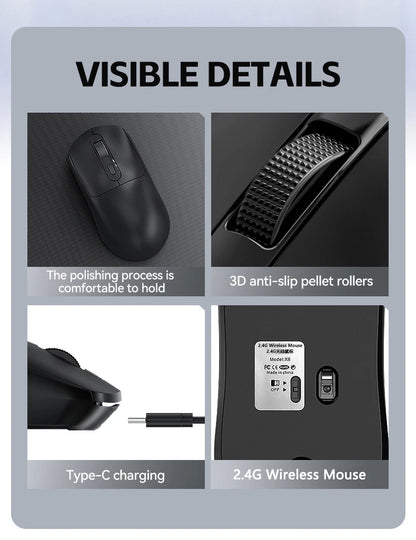 Warvank X8 Wireless Gaming Mouse 500 mAh TYPE-C Rechargeable Office Mouse Suitable for Laptop Desktop Computers