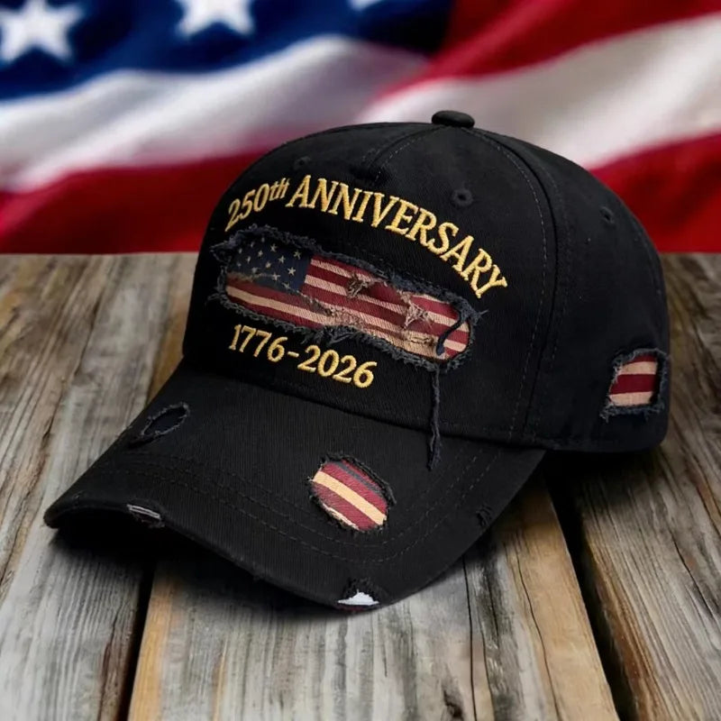 1pc United States 250th Anniversary Baseball Caps for Women,Washed Retro Design,Handmade Embroidery Hat for Parties,Adjustable