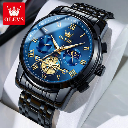 OLEVS 2859 Herrenuhr – Klassisches und luxuriöses Modell mit römischen Ziffern, Multifunktionsanzeige, wasserdicht, leuchtendes Zifferblatt, hochwertiges Quarzwerk.