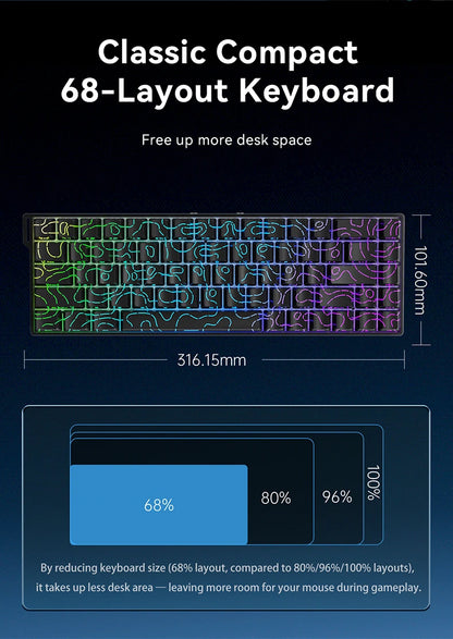 AJAZZ AK680 V2 E-sports Magnetic Switch Keyboard 8K Polling Rate 128K Ultra-high Scan Rate Aluminum Alloy Positioning Plate