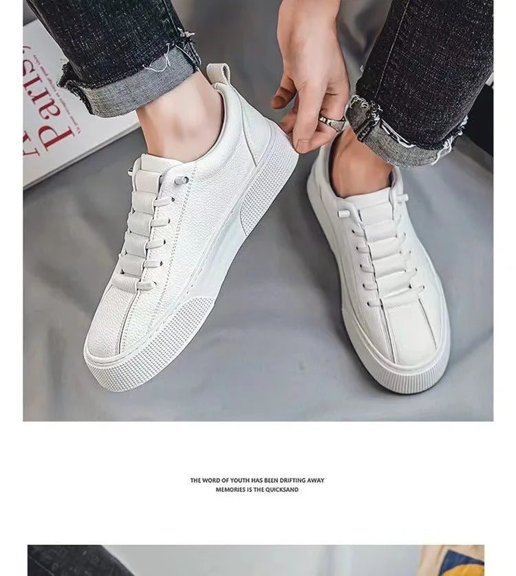 Heren sneakers, casual schoenen, heren platte schoenen, zapatillas hombre, lichtgewicht PU-leer, ademende schoenen, witte sportschoenen voor heren