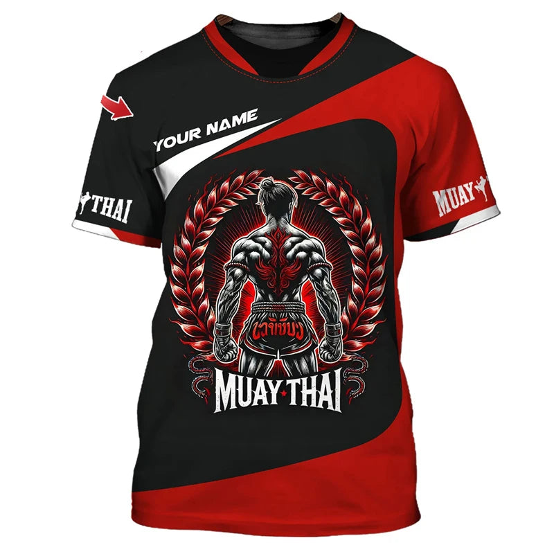 Camiseta gráfica nueva y moderna de Muay Thai para hombre, con estampado 3D de tigre y dragón, nombre personalizado, estilo único, camiseta de verano para gimnasio y fitness