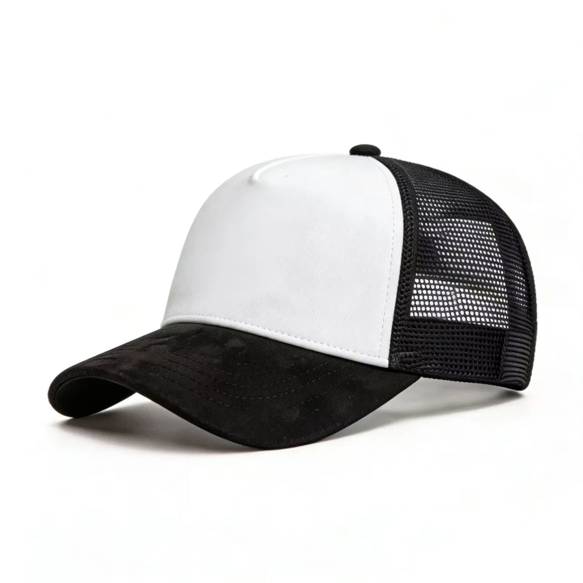 Sommer-Baseballkappe aus Netzstoff für Damen und Herren, einfarbige Wildlederkappe mit Aufnäher, Snapback-Kappe, lässige, atmungsaktive Unisex-Kappe im Street- und Hip-Hop-Stil, Trucker-Kappen
