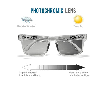 Kdeam 2026 High Quality Polarized Sunglasses for Men Transparent Gray Frame Fashion Unisex Outdoor Luxury Eyeglasses For Couple