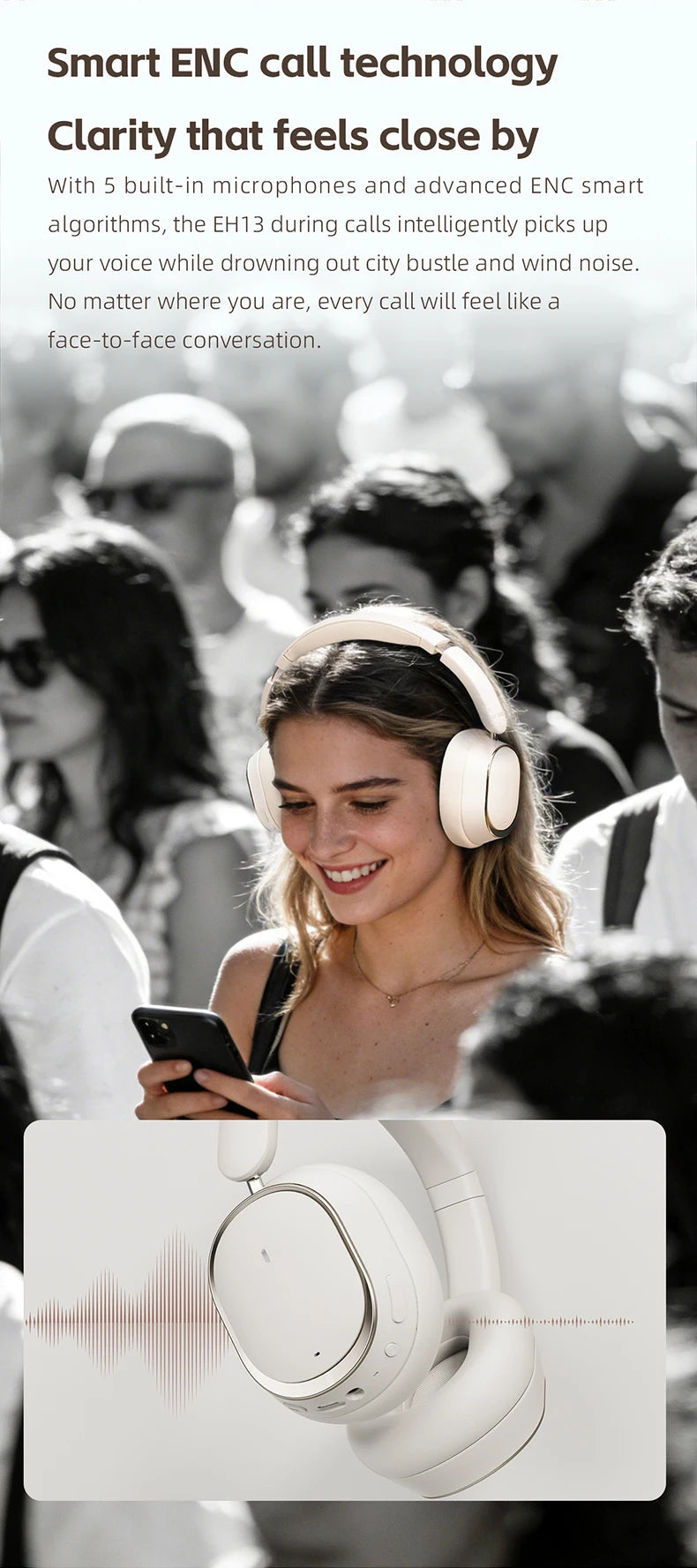 FiiO EH13 Wireless Noise Cancelling Headphones Bluetooth Over-Ear Headphones with Hybrid ANC, 45H Playtime, Travel Gaming Headphones